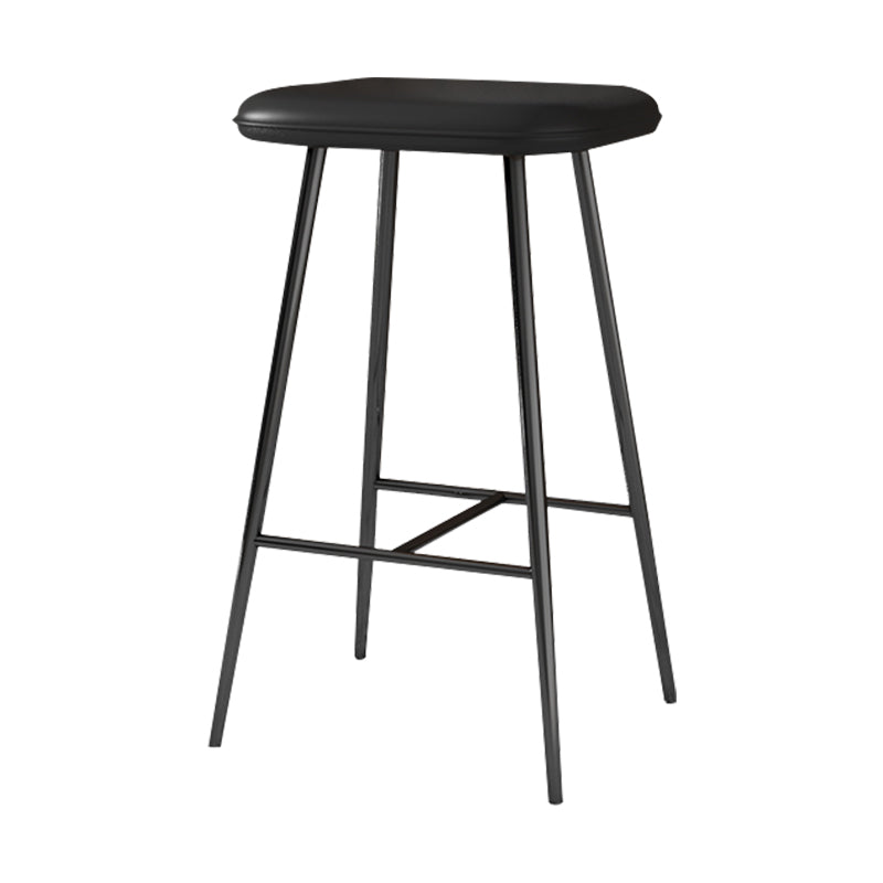 Glam Counter Bar Stool Armless Leather Rectangle Bar Stool with Footrest Black Black Counter Stool(26"H) Clearhalo 'Bar Furniture' 'Bar Stools' 'bar_stools' 'furn' 'furn_bar_stools' 'furniture_bar_stools' 'Kitchen & Dining Furniture' 'kitchen&dining_furn' 'kitchen' 'kitchen_furn' Furniture' 4275466