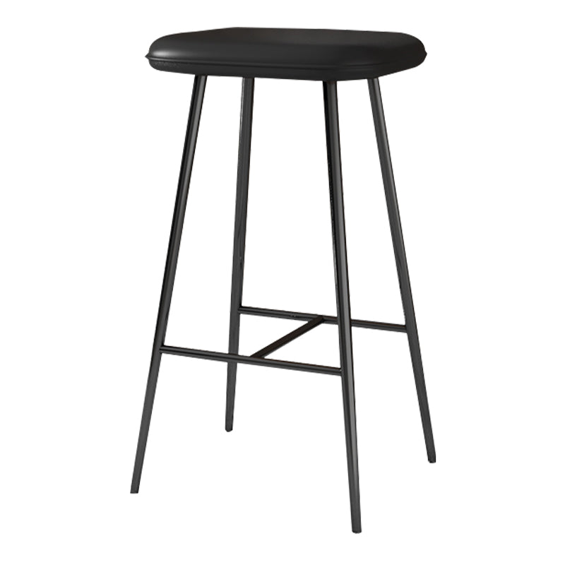 Glam Counter Bar Stool Armless Leather Rectangle Bar Stool with Footrest Black Black Bar Stool(30"H) Clearhalo 'Bar Furniture' 'Bar Stools' 'bar_stools' 'furn' 'furn_bar_stools' 'furniture_bar_stools' 'Kitchen & Dining Furniture' 'kitchen&dining_furn' 'kitchen' 'kitchen_furn' Furniture' 4275467