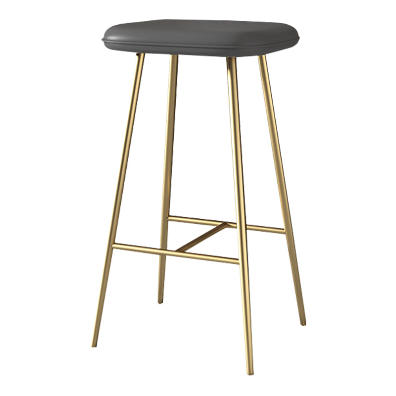 Glam Counter Bar Stool Armless Leather Rectangle Bar Stool with Footrest Gold Dark Gray Bar Stool(30"H) Clearhalo 'Bar Furniture' 'Bar Stools' 'bar_stools' 'furn' 'furn_bar_stools' 'furniture_bar_stools' 'Kitchen & Dining Furniture' 'kitchen&dining_furn' 'kitchen' 'kitchen_furn' Furniture' 4275471