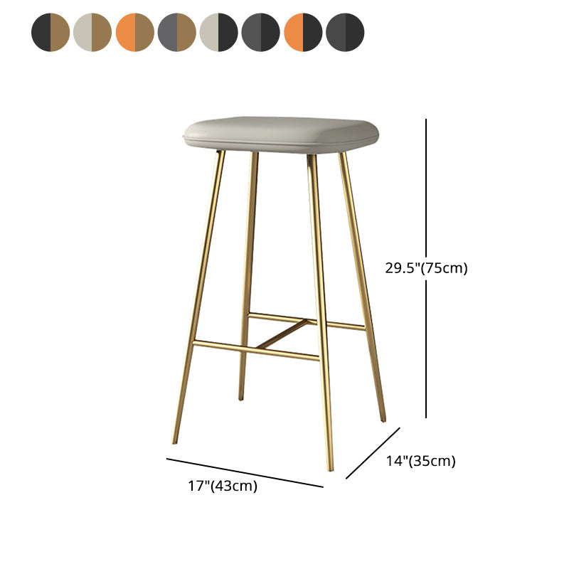 Glam Counter Bar Stool Armless Leather Rectangle Bar Stool with Footrest Clearhalo 'Bar Furniture' 'Bar Stools' 'bar_stools' 'furn' 'furn_bar_stools' 'furniture_bar_stools' 'Kitchen & Dining Furniture' 'kitchen&dining_furn' 'kitchen' 'kitchen_furn' Furniture' 4275473