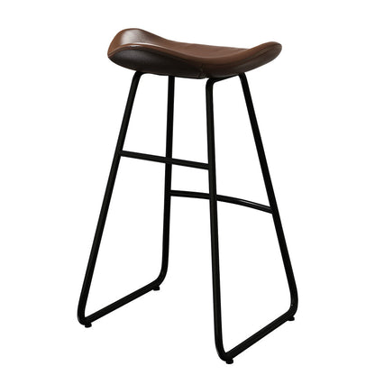Glam Counter Bar Stool Armless Leather Indoor Bar Stool with Footrest Iron Base Black 1 Piece Counter Stool(26"H) Clearhalo 'Bar Furniture' 'Bar Stools' 'bar_stools' 'furn' 'furn_bar_stools' 'furniture_bar_stools' 'Kitchen & Dining Furniture' 'kitchen&dining_furn' 'kitchen' 'kitchen_furn' Furniture' 4275475