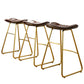 Glam Counter Bar Stool Armless Leather Indoor Bar Stool with Footrest Iron Base Clearhalo 'Bar Furniture' 'Bar Stools' 'bar_stools' 'furn' 'furn_bar_stools' 'furniture_bar_stools' 'Kitchen & Dining Furniture' 'kitchen&dining_furn' 'kitchen' 'kitchen_furn' Furniture' 4275483