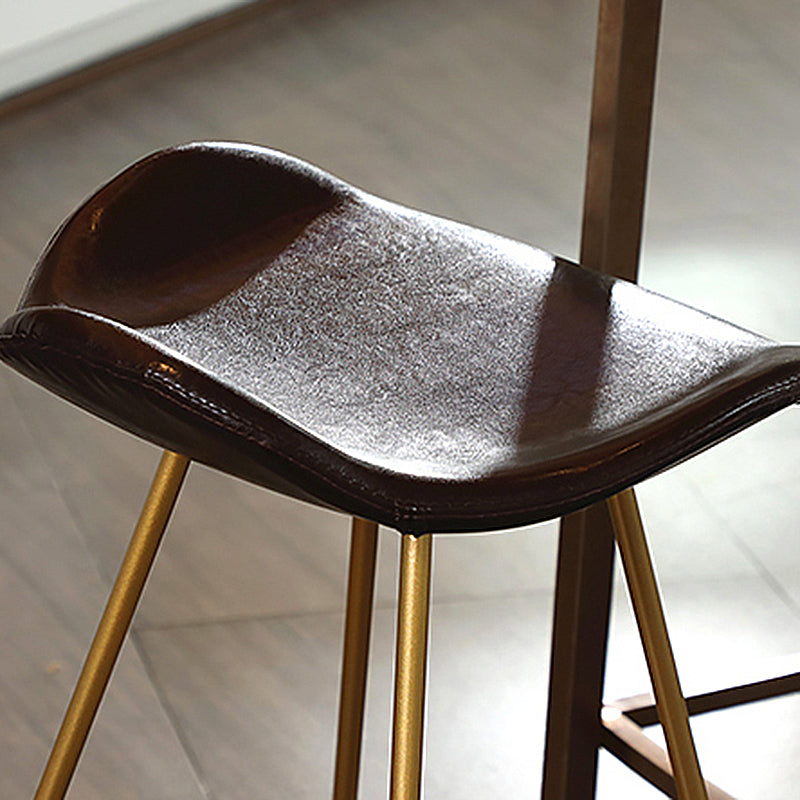 Glam Counter Bar Stool Armless Leather Indoor Bar Stool with Footrest Iron Base Clearhalo 'Bar Furniture' 'Bar Stools' 'bar_stools' 'furn' 'furn_bar_stools' 'furniture_bar_stools' 'Kitchen & Dining Furniture' 'kitchen&dining_furn' 'kitchen' 'kitchen_furn' Furniture' 4275486