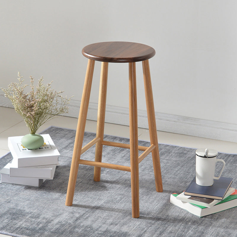 Modern Round Counter Bar Stool Armless Wood Indoor Bar Stool with Footrest Clearhalo 'Bar Furniture' 'Bar Stools' 'bar_stools' 'furn' 'furn_bar_stools' 'furniture_bar_stools' 'Kitchen & Dining Furniture' 'kitchen&dining_furn' 'kitchen' 'kitchen_furn' Furniture' 4275491
