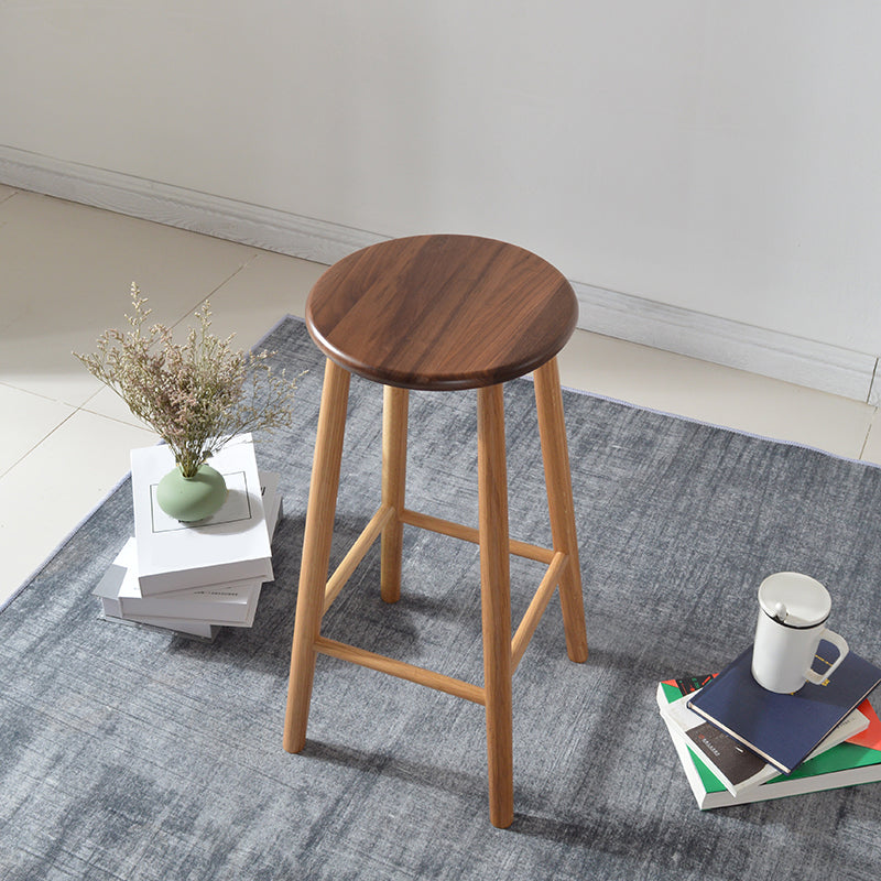 Modern Round Counter Bar Stool Armless Wood Indoor Bar Stool with Footrest Clearhalo 'Bar Furniture' 'Bar Stools' 'bar_stools' 'furn' 'furn_bar_stools' 'furniture_bar_stools' 'Kitchen & Dining Furniture' 'kitchen&dining_furn' 'kitchen' 'kitchen_furn' Furniture' 4275494