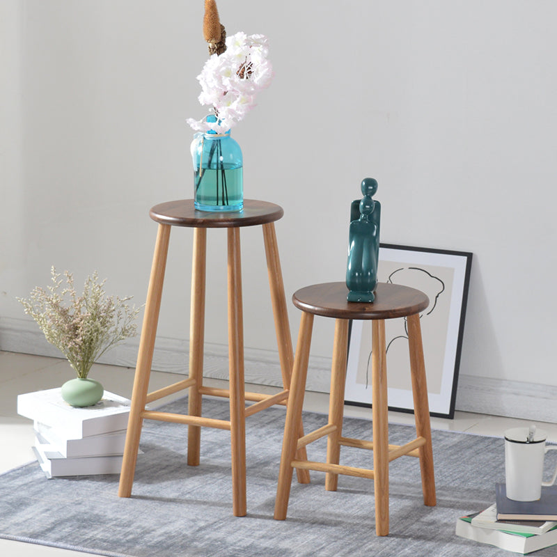 Modern Round Counter Bar Stool Armless Wood Indoor Bar Stool with Footrest Clearhalo 'Bar Furniture' 'Bar Stools' 'bar_stools' 'furn' 'furn_bar_stools' 'furniture_bar_stools' 'Kitchen & Dining Furniture' 'kitchen&dining_furn' 'kitchen' 'kitchen_furn' Furniture' 4275495