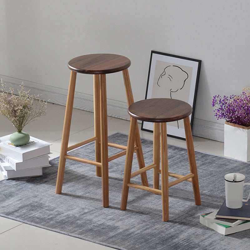 Modern Round Counter Bar Stool Armless Wood Indoor Bar Stool with Footrest Clearhalo 'Bar Furniture' 'Bar Stools' 'bar_stools' 'furn' 'furn_bar_stools' 'furniture_bar_stools' 'Kitchen & Dining Furniture' 'kitchen&dining_furn' 'kitchen' 'kitchen_furn' Furniture' 4275496