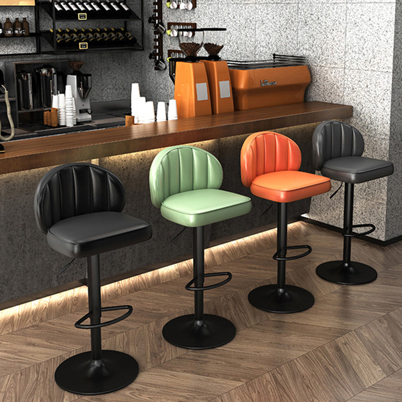Contemporary Faux Leather Bar Stool Footrest Low Back Adjustable Height Swivel Stool Clearhalo 'Bar Furniture' 'Bar Stools' 'bar_stools' 'furn' 'furn_bar_stools' 'furniture_bar_stools' 'Kitchen & Dining Furniture' 'kitchen&dining_furn' 'kitchen' 'kitchen_furn' Furniture' 4275565