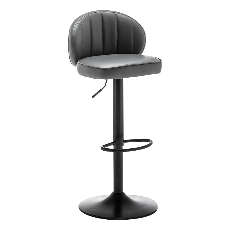 Contemporary Faux Leather Bar Stool Footrest Low Back Adjustable Height Swivel Stool Dark Gray 1 Piece Clearhalo 'Bar Furniture' 'Bar Stools' 'bar_stools' 'furn' 'furn_bar_stools' 'furniture_bar_stools' 'Kitchen & Dining Furniture' 'kitchen&dining_furn' 'kitchen' 'kitchen_furn' Furniture' 4275566