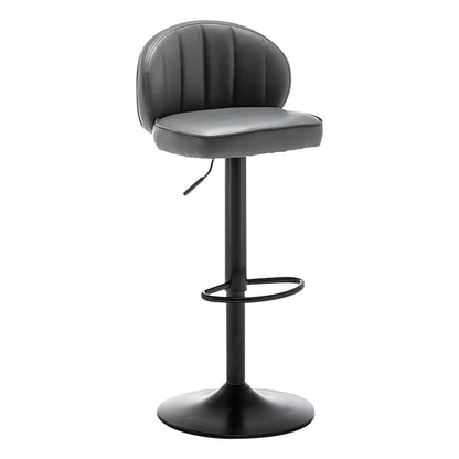 Contemporary Faux Leather Bar Stool Footrest Low Back Adjustable Height Swivel Stool Dark Gray 1 Piece Clearhalo 'Bar Furniture' 'Bar Stools' 'bar_stools' 'furn' 'furn_bar_stools' 'furniture_bar_stools' 'Kitchen & Dining Furniture' 'kitchen&dining_furn' 'kitchen' 'kitchen_furn' Furniture' 4275566