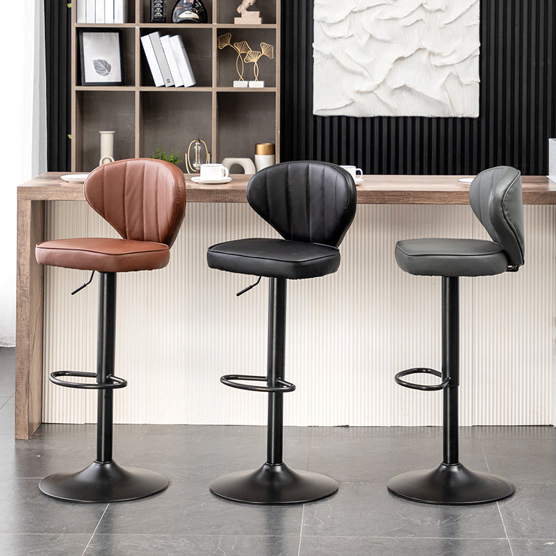 Contemporary Faux Leather Bar Stool Footrest Low Back Adjustable Height Swivel Stool Clearhalo 'Bar Furniture' 'Bar Stools' 'bar_stools' 'furn' 'furn_bar_stools' 'furniture_bar_stools' 'Kitchen & Dining Furniture' 'kitchen&dining_furn' 'kitchen' 'kitchen_furn' Furniture' 4275568