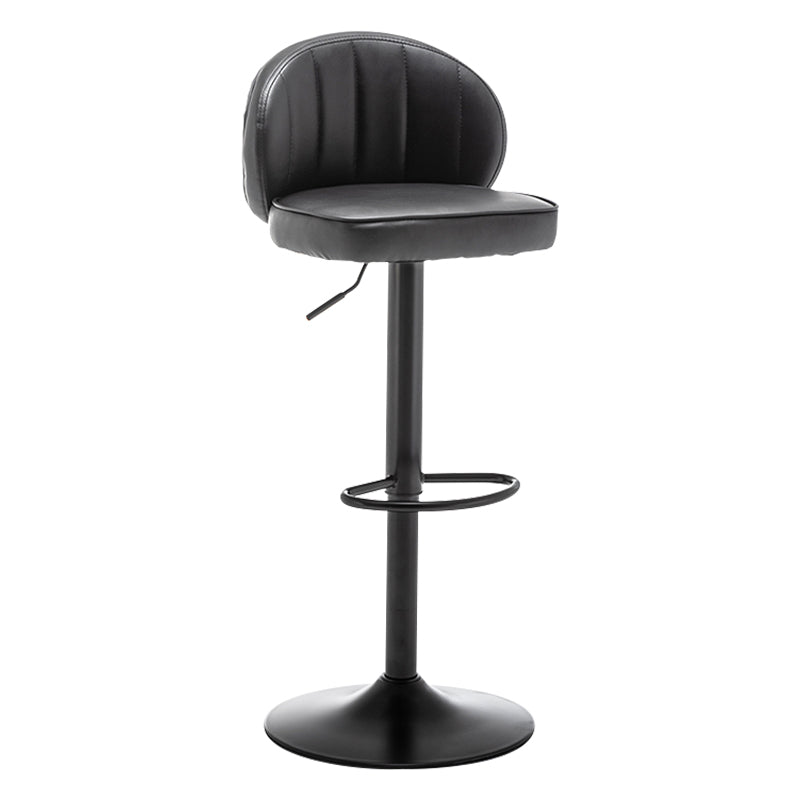Contemporary Faux Leather Bar Stool Footrest Low Back Adjustable Height Swivel Stool Matte Black 1 Piece Clearhalo 'Bar Furniture' 'Bar Stools' 'bar_stools' 'furn' 'furn_bar_stools' 'furniture_bar_stools' 'Kitchen & Dining Furniture' 'kitchen&dining_furn' 'kitchen' 'kitchen_furn' Furniture' 4275569