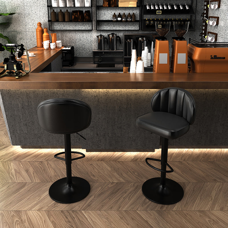 Contemporary Faux Leather Bar Stool Footrest Low Back Adjustable Height Swivel Stool Clearhalo 'Bar Furniture' 'Bar Stools' 'bar_stools' 'furn' 'furn_bar_stools' 'furniture_bar_stools' 'Kitchen & Dining Furniture' 'kitchen&dining_furn' 'kitchen' 'kitchen_furn' Furniture' 4275570