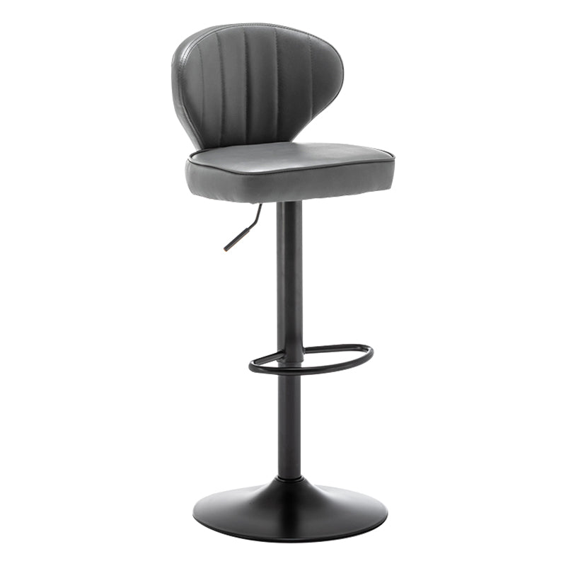 Contemporary Faux Leather Bar Stool Footrest Low Back Adjustable Height Swivel Stool Grey 1 Piece Clearhalo 'Bar Furniture' 'Bar Stools' 'bar_stools' 'furn' 'furn_bar_stools' 'furniture_bar_stools' 'Kitchen & Dining Furniture' 'kitchen&dining_furn' 'kitchen' 'kitchen_furn' Furniture' 4275576