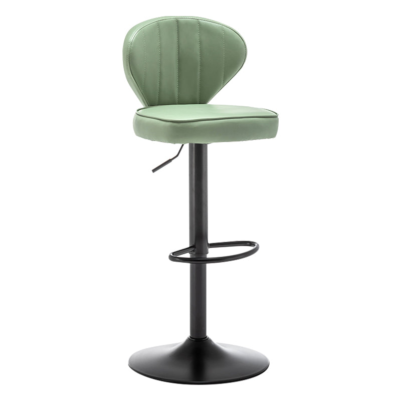 Contemporary Faux Leather Bar Stool Footrest Low Back Adjustable Height Swivel Stool Green 1 Piece Clearhalo 'Bar Furniture' 'Bar Stools' 'bar_stools' 'furn' 'furn_bar_stools' 'furniture_bar_stools' 'Kitchen & Dining Furniture' 'kitchen&dining_furn' 'kitchen' 'kitchen_furn' Furniture' 4275578