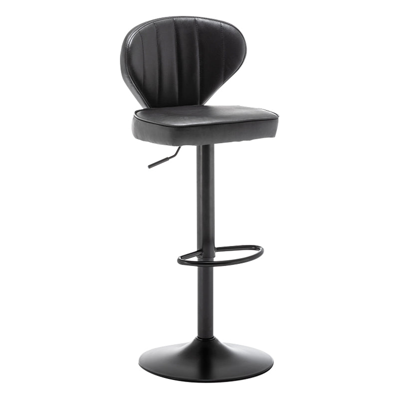 Contemporary Faux Leather Bar Stool Footrest Low Back Adjustable Height Swivel Stool Black 1 Piece Clearhalo 'Bar Furniture' 'Bar Stools' 'bar_stools' 'furn' 'furn_bar_stools' 'furniture_bar_stools' 'Kitchen & Dining Furniture' 'kitchen&dining_furn' 'kitchen' 'kitchen_furn' Furniture' 4275583