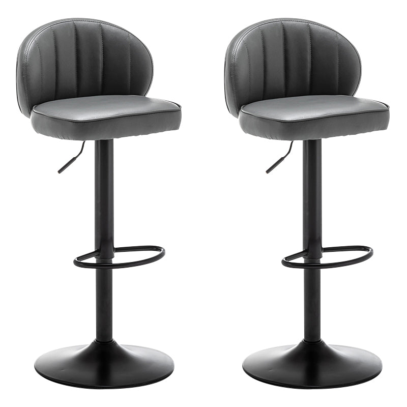 Contemporary Faux Leather Bar Stool Footrest Low Back Adjustable Height Swivel Stool Dark Gray 2 Piece Set Clearhalo 'Bar Furniture' 'Bar Stools' 'bar_stools' 'furn' 'furn_bar_stools' 'furniture_bar_stools' 'Kitchen & Dining Furniture' 'kitchen&dining_furn' 'kitchen' 'kitchen_furn' Furniture' 4275586