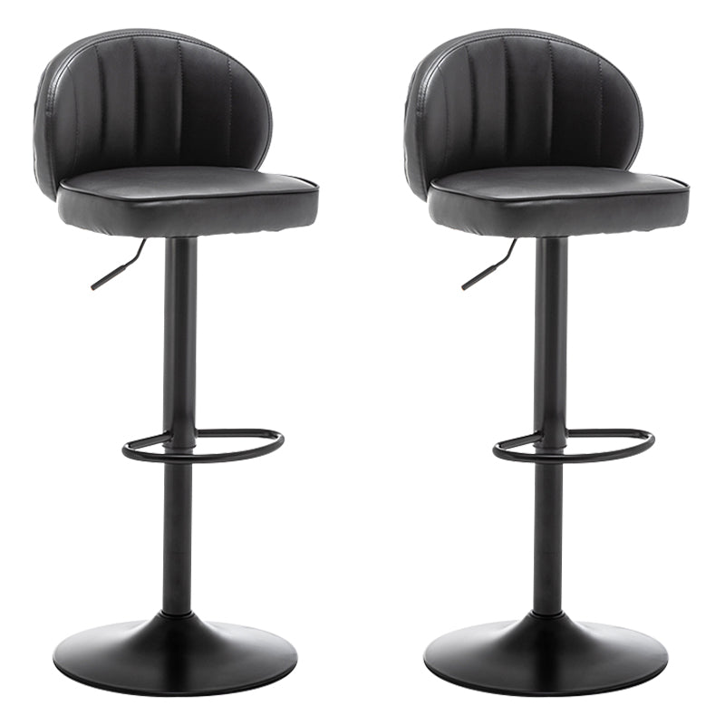 Contemporary Faux Leather Bar Stool Footrest Low Back Adjustable Height Swivel Stool Matte Black 2 Piece Set Clearhalo 'Bar Furniture' 'Bar Stools' 'bar_stools' 'furn' 'furn_bar_stools' 'furniture_bar_stools' 'Kitchen & Dining Furniture' 'kitchen&dining_furn' 'kitchen' 'kitchen_furn' Furniture' 4275590