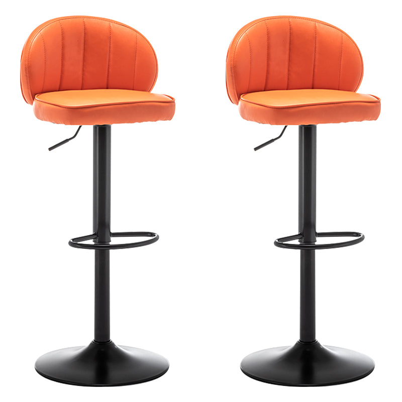 Contemporary Faux Leather Bar Stool Footrest Low Back Adjustable Height Swivel Stool Orange 2 Piece Set Clearhalo 'Bar Furniture' 'Bar Stools' 'bar_stools' 'furn' 'furn_bar_stools' 'furniture_bar_stools' 'Kitchen & Dining Furniture' 'kitchen&dining_furn' 'kitchen' 'kitchen_furn' Furniture' 4275592