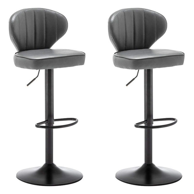 Contemporary Faux Leather Bar Stool Footrest Low Back Adjustable Height Swivel Stool Grey 2 Piece Set Clearhalo 'Bar Furniture' 'Bar Stools' 'bar_stools' 'furn' 'furn_bar_stools' 'furniture_bar_stools' 'Kitchen & Dining Furniture' 'kitchen&dining_furn' 'kitchen' 'kitchen_furn' Furniture' 4275593