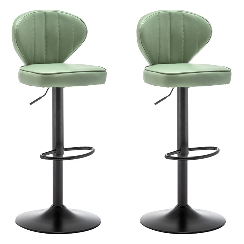Contemporary Faux Leather Bar Stool Footrest Low Back Adjustable Height Swivel Stool Green 2 Piece Set Clearhalo 'Bar Furniture' 'Bar Stools' 'bar_stools' 'furn' 'furn_bar_stools' 'furniture_bar_stools' 'Kitchen & Dining Furniture' 'kitchen&dining_furn' 'kitchen' 'kitchen_furn' Furniture' 4275594