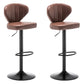 Contemporary Faux Leather Bar Stool Footrest Low Back Adjustable Height Swivel Stool Brown 2 Piece Set Clearhalo 'Bar Furniture' 'Bar Stools' 'bar_stools' 'furn' 'furn_bar_stools' 'furniture_bar_stools' 'Kitchen & Dining Furniture' 'kitchen&dining_furn' 'kitchen' 'kitchen_furn' Furniture' 4275596