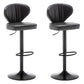 Contemporary Faux Leather Bar Stool Footrest Low Back Adjustable Height Swivel Stool Black 2 Piece Set Clearhalo 'Bar Furniture' 'Bar Stools' 'bar_stools' 'furn' 'furn_bar_stools' 'furniture_bar_stools' 'Kitchen & Dining Furniture' 'kitchen&dining_furn' 'kitchen' 'kitchen_furn' Furniture' 4275597