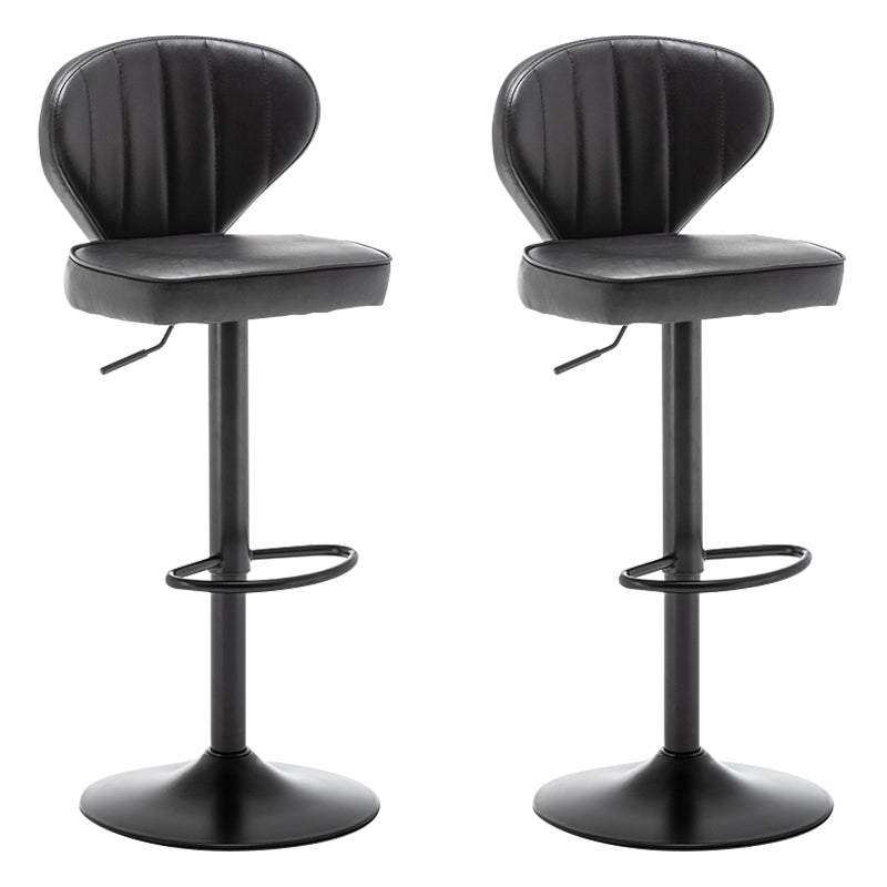 Contemporary Faux Leather Bar Stool Footrest Low Back Adjustable Height Swivel Stool Black 2 Piece Set Clearhalo 'Bar Furniture' 'Bar Stools' 'bar_stools' 'furn' 'furn_bar_stools' 'furniture_bar_stools' 'Kitchen & Dining Furniture' 'kitchen&dining_furn' 'kitchen' 'kitchen_furn' Furniture' 4275597
