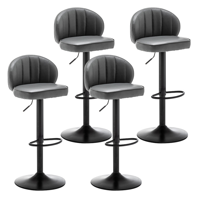 Contemporary Faux Leather Bar Stool Footrest Low Back Adjustable Height Swivel Stool Dark Gray 4 Piece Set Clearhalo 'Bar Furniture' 'Bar Stools' 'bar_stools' 'furn' 'furn_bar_stools' 'furniture_bar_stools' 'Kitchen & Dining Furniture' 'kitchen&dining_furn' 'kitchen' 'kitchen_furn' Furniture' 4275598