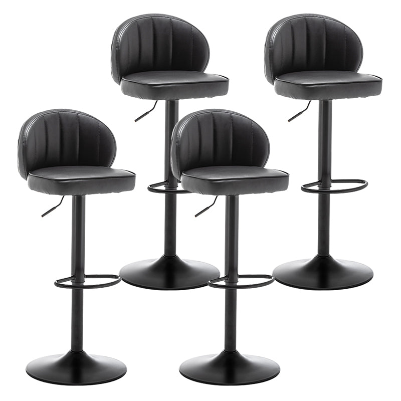Contemporary Faux Leather Bar Stool Footrest Low Back Adjustable Height Swivel Stool Matte Black 4 Piece Set Clearhalo 'Bar Furniture' 'Bar Stools' 'bar_stools' 'furn' 'furn_bar_stools' 'furniture_bar_stools' 'Kitchen & Dining Furniture' 'kitchen&dining_furn' 'kitchen' 'kitchen_furn' Furniture' 4275600