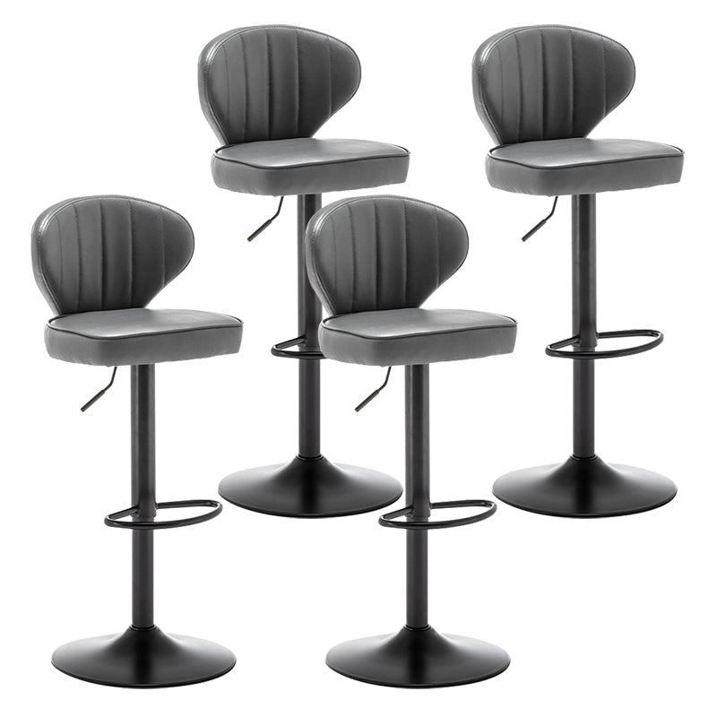 Contemporary Faux Leather Bar Stool Footrest Low Back Adjustable Height Swivel Stool Grey 4 Piece Set Clearhalo 'Bar Furniture' 'Bar Stools' 'bar_stools' 'furn' 'furn_bar_stools' 'furniture_bar_stools' 'Kitchen & Dining Furniture' 'kitchen&dining_furn' 'kitchen' 'kitchen_furn' Furniture' 4275603