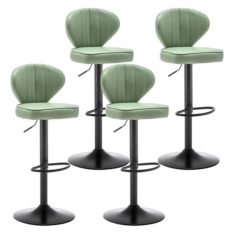 Contemporary Faux Leather Bar Stool Footrest Low Back Adjustable Height Swivel Stool Green 4 Piece Set Clearhalo 'Bar Furniture' 'Bar Stools' 'bar_stools' 'furn' 'furn_bar_stools' 'furniture_bar_stools' 'Kitchen & Dining Furniture' 'kitchen&dining_furn' 'kitchen' 'kitchen_furn' Furniture' 4275604