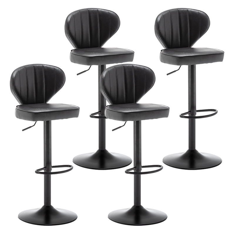 Contemporary Faux Leather Bar Stool Footrest Low Back Adjustable Height Swivel Stool Black 4 Piece Set Clearhalo 'Bar Furniture' 'Bar Stools' 'bar_stools' 'furn' 'furn_bar_stools' 'furniture_bar_stools' 'Kitchen & Dining Furniture' 'kitchen&dining_furn' 'kitchen' 'kitchen_furn' Furniture' 4275607