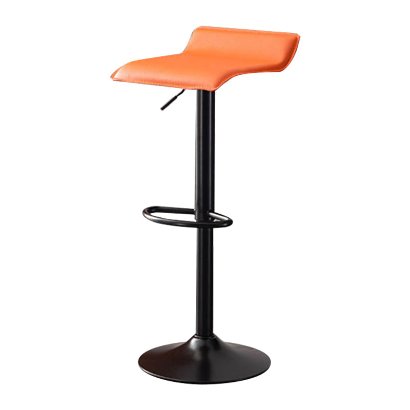 Modern Adjustable Swivel Bar Stool Footrest Low Back Faux Leather Bar Stool Orange 1 Piece Clearhalo 'Bar Furniture' 'Bar Stools' 'bar_stools' 'furn' 'furn_bar_stools' 'furniture_bar_stools' 'Kitchen & Dining Furniture' 'kitchen&dining_furn' 'kitchen' 'kitchen_furn' Furniture' 4275615