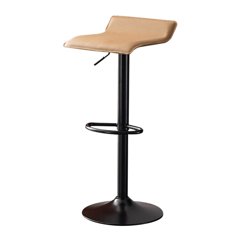 Modern Adjustable Swivel Bar Stool Footrest Low Back Faux Leather Bar Stool Khaki 1 Piece Clearhalo 'Bar Furniture' 'Bar Stools' 'bar_stools' 'furn' 'furn_bar_stools' 'furniture_bar_stools' 'Kitchen & Dining Furniture' 'kitchen&dining_furn' 'kitchen' 'kitchen_furn' Furniture' 4275616