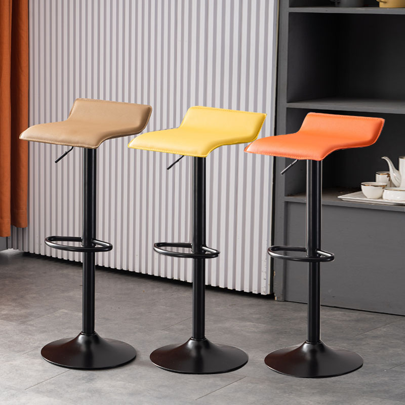 Modern Adjustable Swivel Bar Stool Footrest Low Back Faux Leather Bar Stool Clearhalo 'Bar Furniture' 'Bar Stools' 'bar_stools' 'furn' 'furn_bar_stools' 'furniture_bar_stools' 'Kitchen & Dining Furniture' 'kitchen&dining_furn' 'kitchen' 'kitchen_furn' Furniture' 4275617