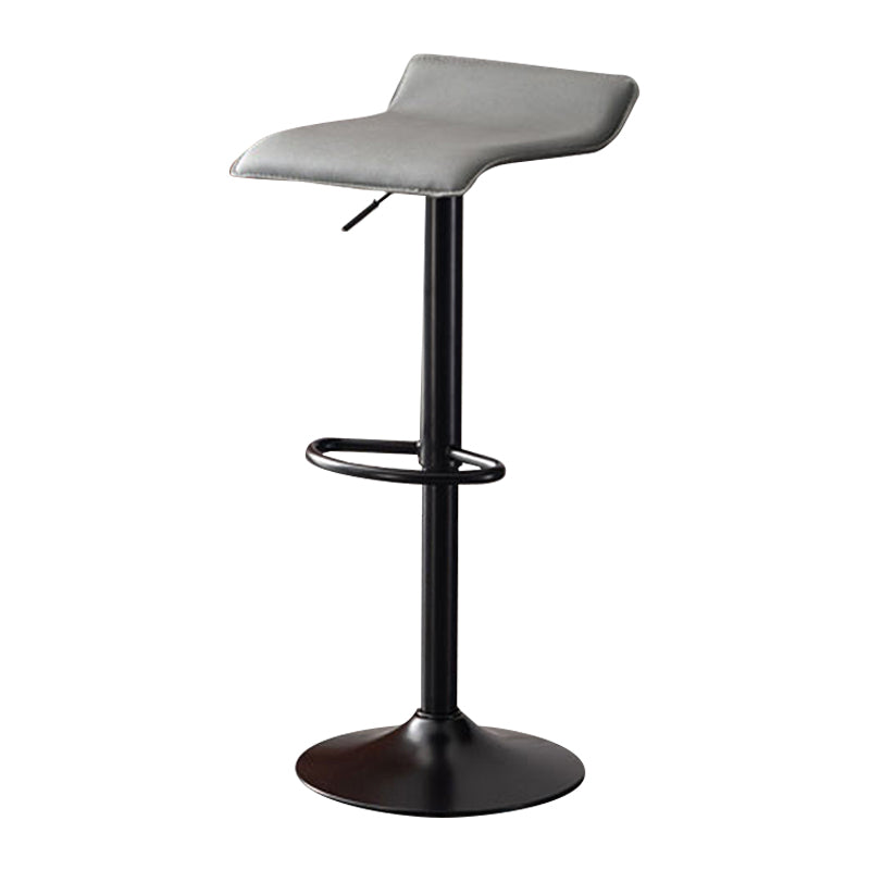 Modern Adjustable Swivel Bar Stool Footrest Low Back Faux Leather Bar Stool Grey 1 Piece Clearhalo 'Bar Furniture' 'Bar Stools' 'bar_stools' 'furn' 'furn_bar_stools' 'furniture_bar_stools' 'Kitchen & Dining Furniture' 'kitchen&dining_furn' 'kitchen' 'kitchen_furn' Furniture' 4275618