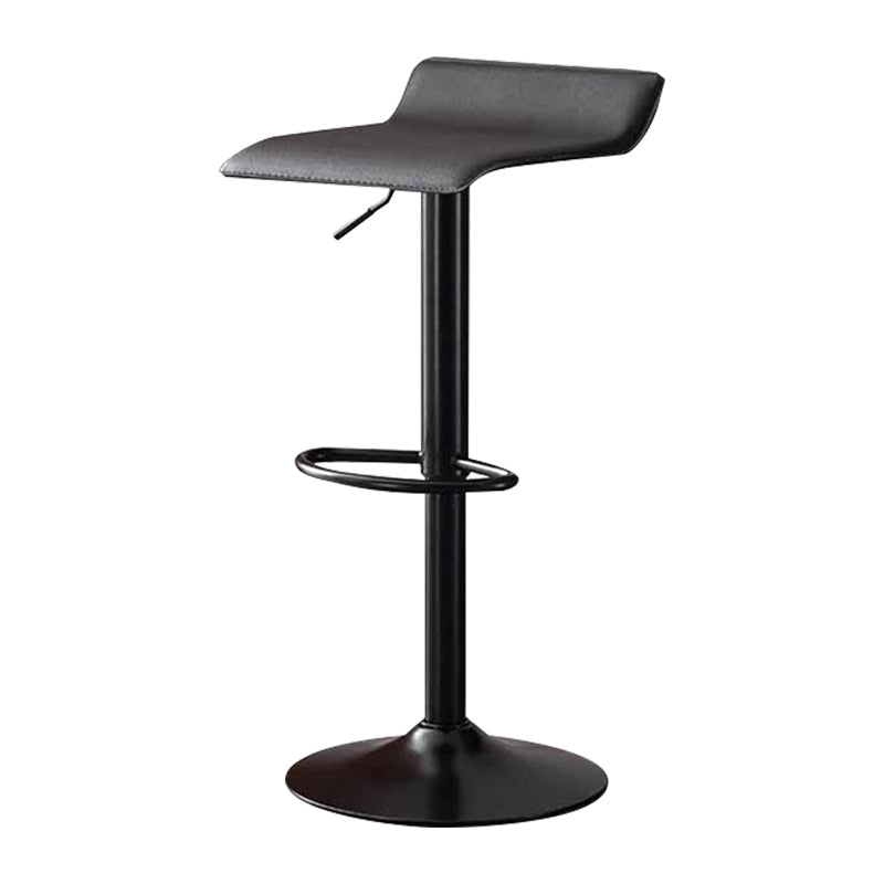 Modern Adjustable Swivel Bar Stool Footrest Low Back Faux Leather Bar Stool Clearhalo 'Bar Furniture' 'Bar Stools' 'bar_stools' 'furn' 'furn_bar_stools' 'furniture_bar_stools' 'Kitchen & Dining Furniture' 'kitchen&dining_furn' 'kitchen' 'kitchen_furn' Furniture' 4275619