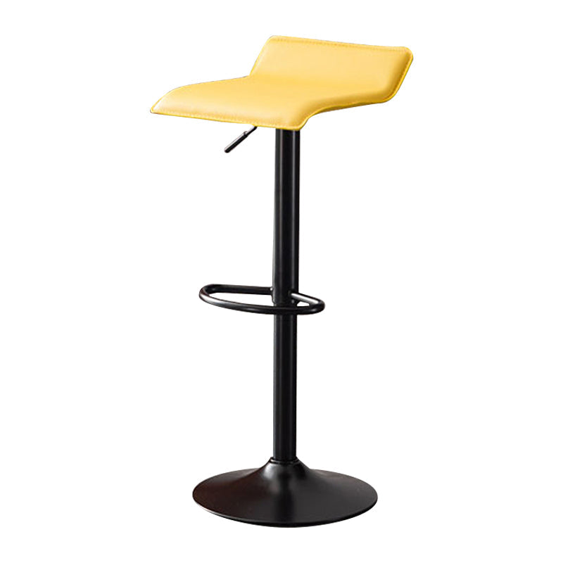 Modern Adjustable Swivel Bar Stool Footrest Low Back Faux Leather Bar Stool Yellow 1 Piece Clearhalo 'Bar Furniture' 'Bar Stools' 'bar_stools' 'furn' 'furn_bar_stools' 'furniture_bar_stools' 'Kitchen & Dining Furniture' 'kitchen&dining_furn' 'kitchen' 'kitchen_furn' Furniture' 4275620