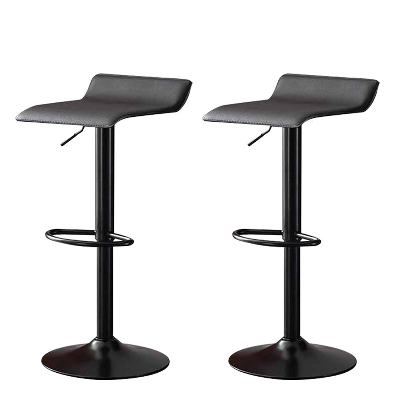 Modern Adjustable Swivel Bar Stool Footrest Low Back Faux Leather Bar Stool Black 2 Piece Set Clearhalo 'Bar Furniture' 'Bar Stools' 'bar_stools' 'furn' 'furn_bar_stools' 'furniture_bar_stools' 'Kitchen & Dining Furniture' 'kitchen&dining_furn' 'kitchen' 'kitchen_furn' Furniture' 4275623