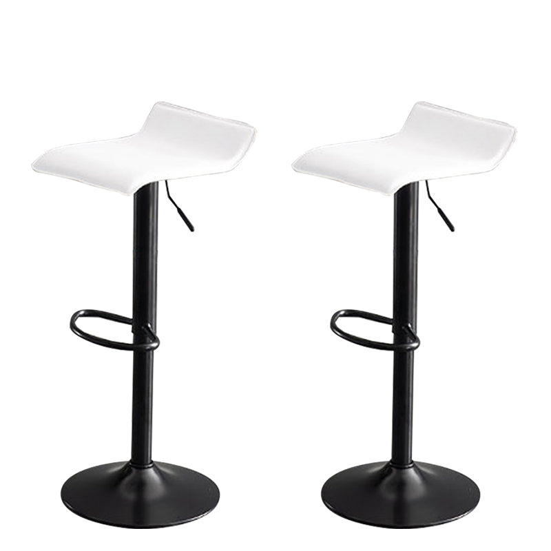 Modern Adjustable Swivel Bar Stool Footrest Low Back Faux Leather Bar Stool White 2 Piece Set Clearhalo 'Bar Furniture' 'Bar Stools' 'bar_stools' 'furn' 'furn_bar_stools' 'furniture_bar_stools' 'Kitchen & Dining Furniture' 'kitchen&dining_furn' 'kitchen' 'kitchen_furn' Furniture' 4275625
