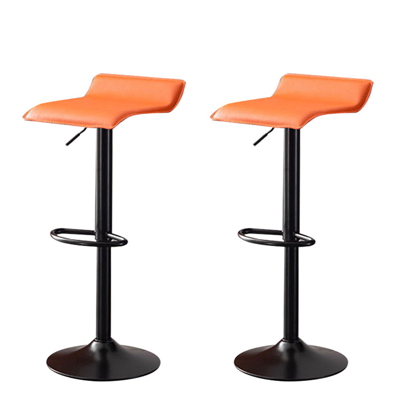 Modern Adjustable Swivel Bar Stool Footrest Low Back Faux Leather Bar Stool Orange 2 Piece Set Clearhalo 'Bar Furniture' 'Bar Stools' 'bar_stools' 'furn' 'furn_bar_stools' 'furniture_bar_stools' 'Kitchen & Dining Furniture' 'kitchen&dining_furn' 'kitchen' 'kitchen_furn' Furniture' 4275627