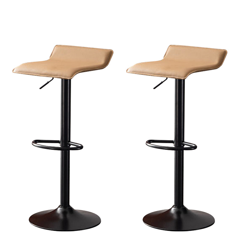 Modern Adjustable Swivel Bar Stool Footrest Low Back Faux Leather Bar Stool Khaki 2 Piece Set Clearhalo 'Bar Furniture' 'Bar Stools' 'bar_stools' 'furn' 'furn_bar_stools' 'furniture_bar_stools' 'Kitchen & Dining Furniture' 'kitchen&dining_furn' 'kitchen' 'kitchen_furn' Furniture' 4275628