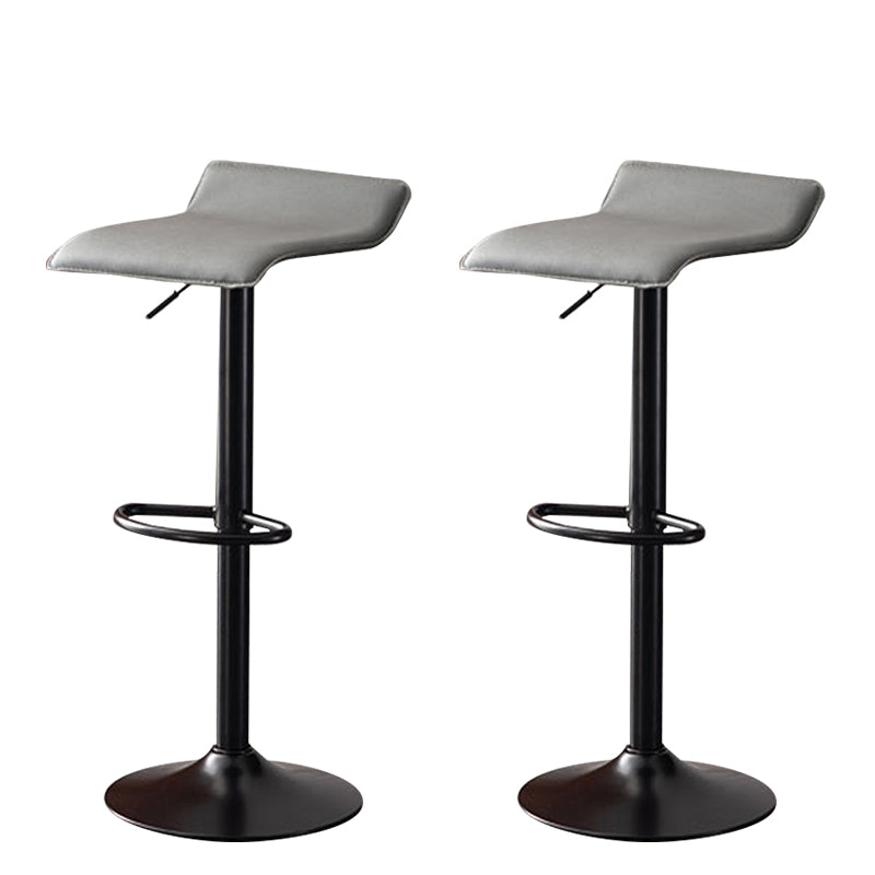 Modern Adjustable Swivel Bar Stool Footrest Low Back Faux Leather Bar Stool Grey 2 Piece Set Clearhalo 'Bar Furniture' 'Bar Stools' 'bar_stools' 'furn' 'furn_bar_stools' 'furniture_bar_stools' 'Kitchen & Dining Furniture' 'kitchen&dining_furn' 'kitchen' 'kitchen_furn' Furniture' 4275630