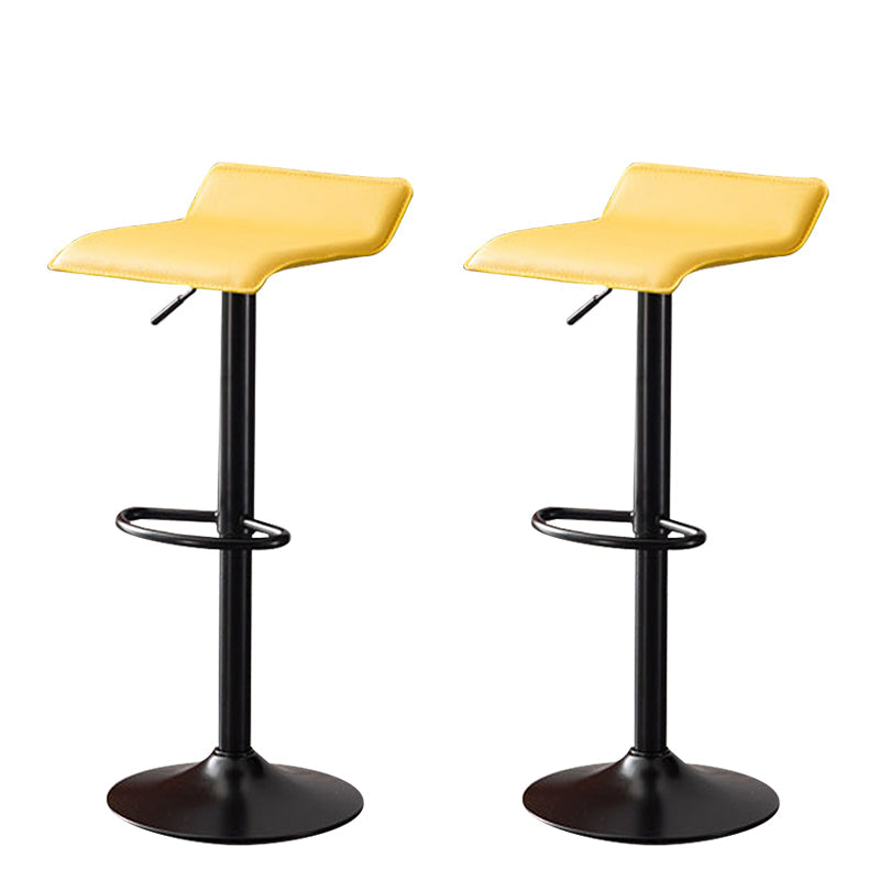 Modern Adjustable Swivel Bar Stool Footrest Low Back Faux Leather Bar Stool Yellow 2 Piece Set Clearhalo 'Bar Furniture' 'Bar Stools' 'bar_stools' 'furn' 'furn_bar_stools' 'furniture_bar_stools' 'Kitchen & Dining Furniture' 'kitchen&dining_furn' 'kitchen' 'kitchen_furn' Furniture' 4275632