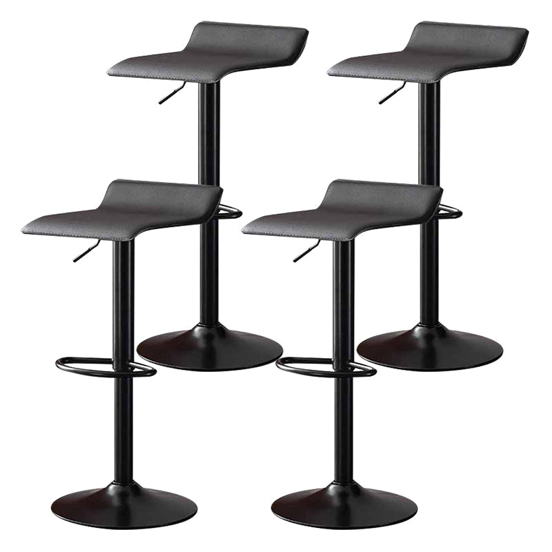Modern Adjustable Swivel Bar Stool Footrest Low Back Faux Leather Bar Stool Black 4 Piece Set Clearhalo 'Bar Furniture' 'Bar Stools' 'bar_stools' 'furn' 'furn_bar_stools' 'furniture_bar_stools' 'Kitchen & Dining Furniture' 'kitchen&dining_furn' 'kitchen' 'kitchen_furn' Furniture' 4275633