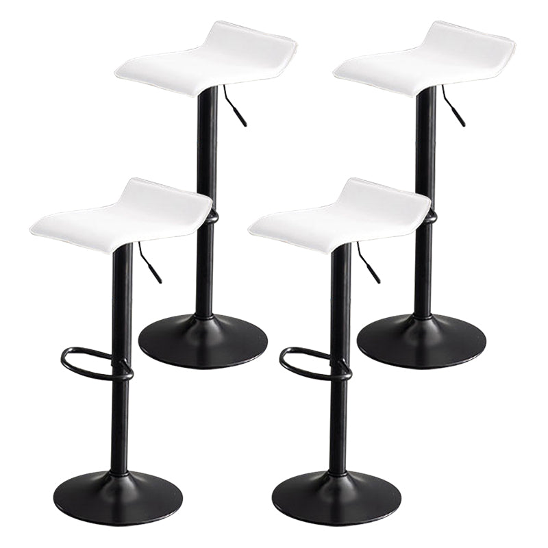 Modern Adjustable Swivel Bar Stool Footrest Low Back Faux Leather Bar Stool White 4 Piece Set Clearhalo 'Bar Furniture' 'Bar Stools' 'bar_stools' 'furn' 'furn_bar_stools' 'furniture_bar_stools' 'Kitchen & Dining Furniture' 'kitchen&dining_furn' 'kitchen' 'kitchen_furn' Furniture' 4275634