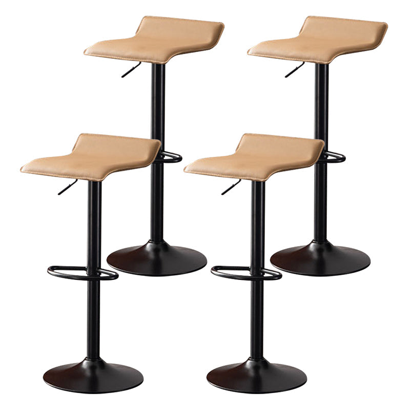 Modern Adjustable Swivel Bar Stool Footrest Low Back Faux Leather Bar Stool Khaki 4 Piece Set Clearhalo 'Bar Furniture' 'Bar Stools' 'bar_stools' 'furn' 'furn_bar_stools' 'furniture_bar_stools' 'Kitchen & Dining Furniture' 'kitchen&dining_furn' 'kitchen' 'kitchen_furn' Furniture' 4275636