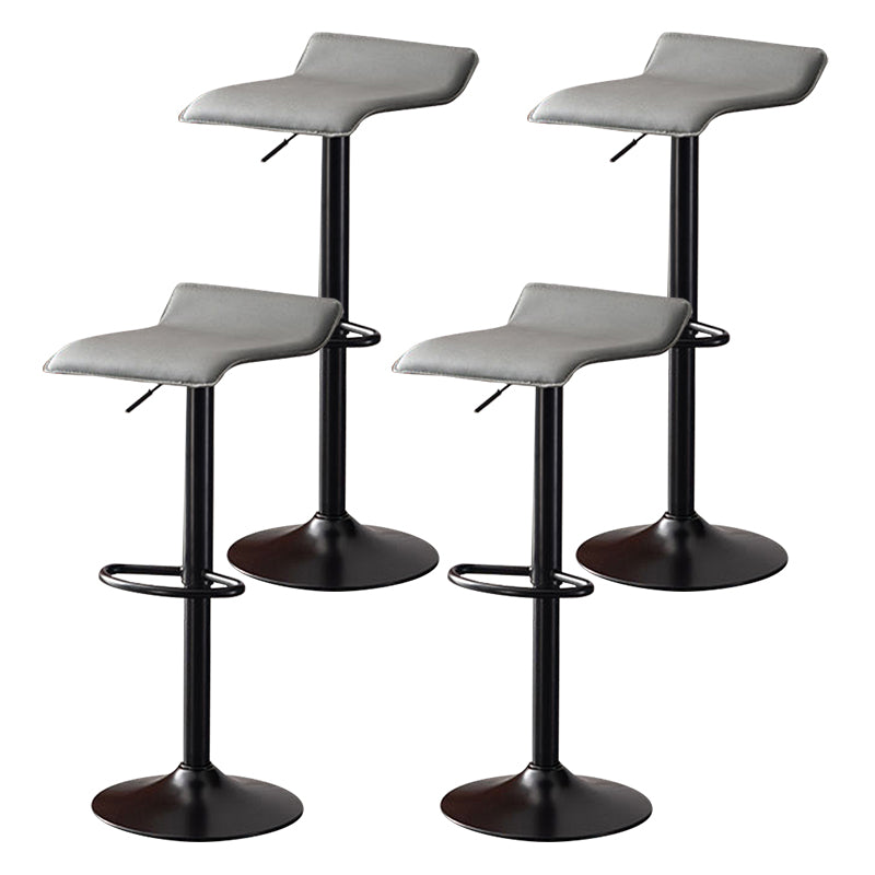 Modern Adjustable Swivel Bar Stool Footrest Low Back Faux Leather Bar Stool Grey 4 Piece Set Clearhalo 'Bar Furniture' 'Bar Stools' 'bar_stools' 'furn' 'furn_bar_stools' 'furniture_bar_stools' 'Kitchen & Dining Furniture' 'kitchen&dining_furn' 'kitchen' 'kitchen_furn' Furniture' 4275637