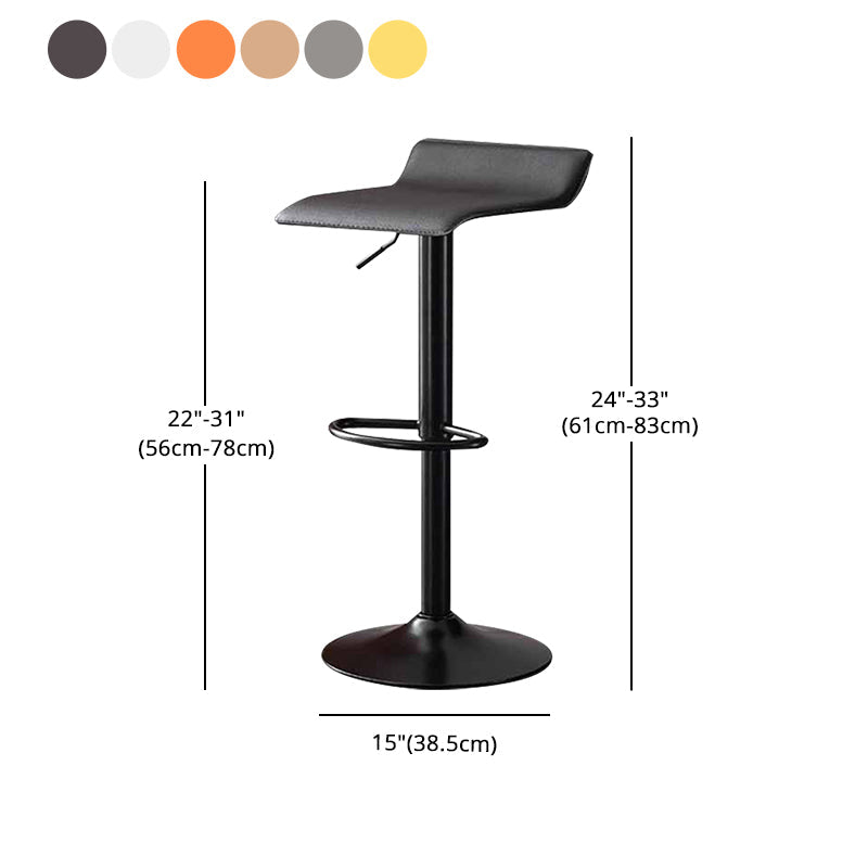 Modern Adjustable Swivel Bar Stool Footrest Low Back Faux Leather Bar Stool Clearhalo 'Bar Furniture' 'Bar Stools' 'bar_stools' 'furn' 'furn_bar_stools' 'furniture_bar_stools' 'Kitchen & Dining Furniture' 'kitchen&dining_furn' 'kitchen' 'kitchen_furn' Furniture' 4275639